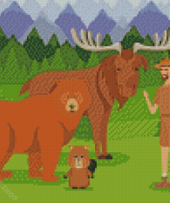 Bear And Moose Diamond Paintings