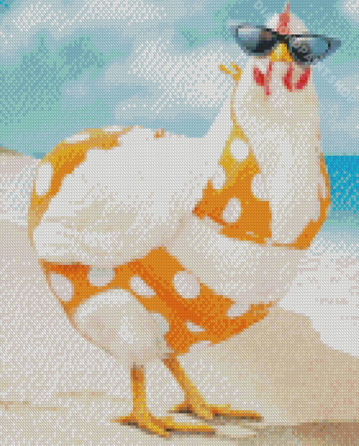 Chicken With Swimsuit At The Beach Diamond Paintings