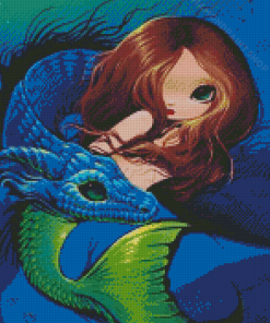 Dragon And Mermaid Illustration Diamond Paintings