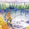 Fly Fishing With Dad Diamond Paintings