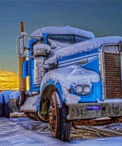 Kenworth Truck In Snow Diamond Paintings