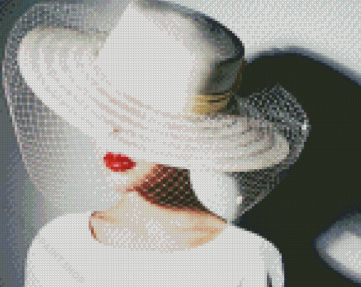 Lady In White Hat Diamond Paintings