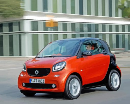 Orange Smart Fortwo Diamond Paintings