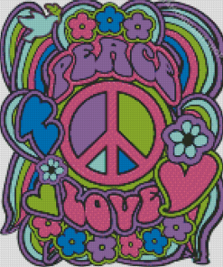 Peace Love Hippie Illustration Diamond Paintings