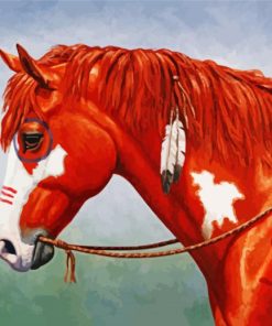 Red Native American Horse Diamond Paintings