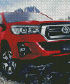 Red Toyota Hilux Car Diamond Paintings