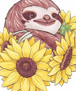 Sunflowers And Sloth Art Diamond Paintings