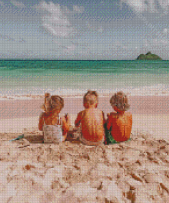 The Children On The Beach Diamond Paintings