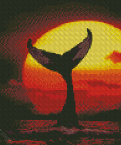 Whale Tail At Sunset Diamond Paintings