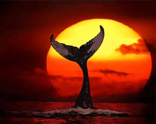 Whale Tail At Sunset Diamond Paintings