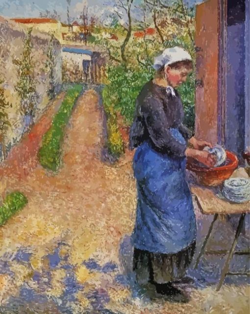 Young Woman Washing Dishes Diamond Paintings