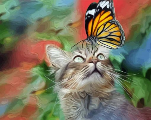 Aesthetic Butterfly On Cat Diamond Paintings