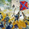 Civil Soldiers With Confederate Flag Diamond Paintings