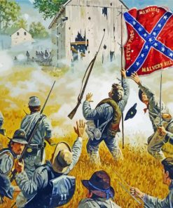 Civil Soldiers With Confederate Flag Diamond Paintings