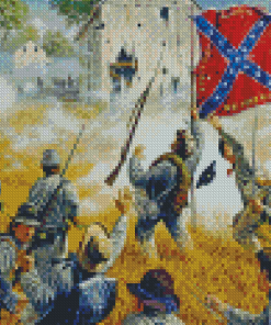 Civil Soldiers With Confederate Flag Diamond Paintings