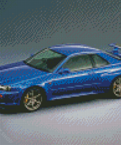 Cool Blue Skyline Car Diamond Paintings