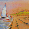 Dinghy Sailing At Bamburgh Beach Bill Holkham Diamond Paintings