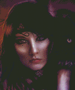 Fantasy Woman Holding Dark Black Cat Diamond Paintings