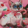 Kitten And Candy Diamond Paintings