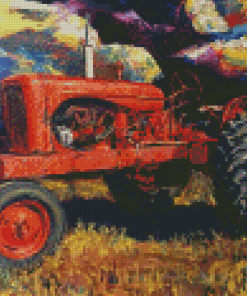 Old Red Tractor Diamond Paintings