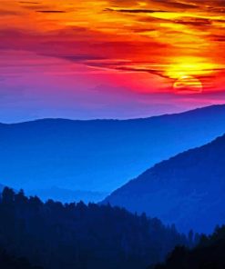 Smokey Mountains At Sunset Diamond Paintings