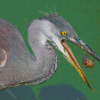 The Grey Heron With Fish Diamond Paintings