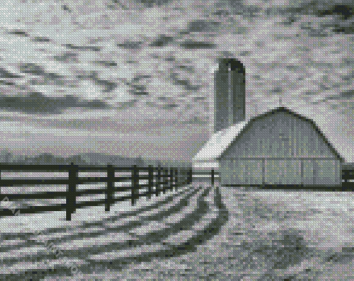 Black And White Barn Art Diamond Paintings