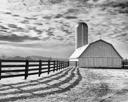 Black And White Barn Art Diamond Paintings