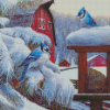 Blue Jay Birds In Winter Diamond Paintings