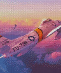 F86 Sabre Jet Fighter At Sunset Diamond Paintings