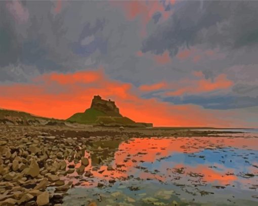 Holy Island Of Lindisfarne At Sunset Diamond Paintings