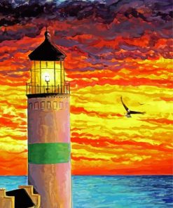 Lighthouse Eagle Sunset Diamond Paintings