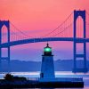 RI Lighthouse Newport Harbor At Sunset Diamond Paintings