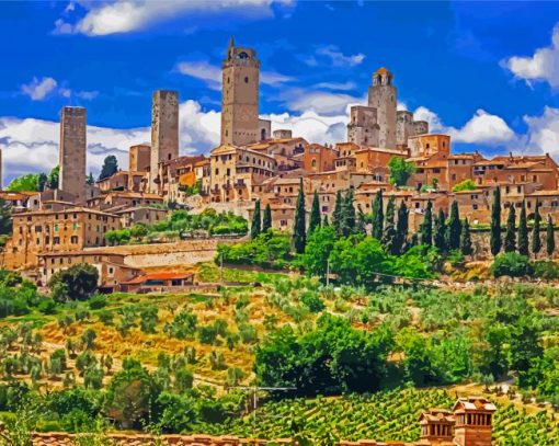 San Gimignano Buildings Italy Diamond Paintings