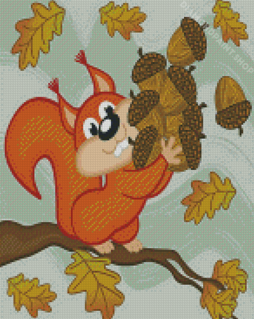 Squirrel Gather Acorns Diamond Paintings