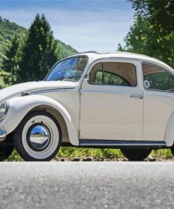 White Volkswagen Bug Diamond Paintings