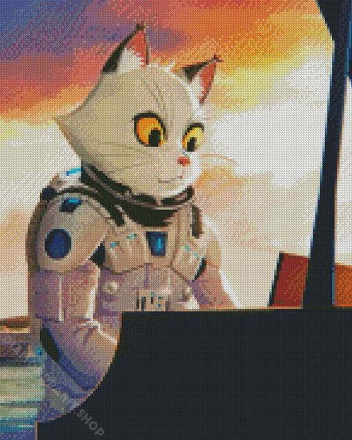 Astronaut Cat And Piano Diamond Paintings