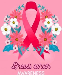 Breast Cancer Awareness Symbol With Crown Flowers Diamond Paintings