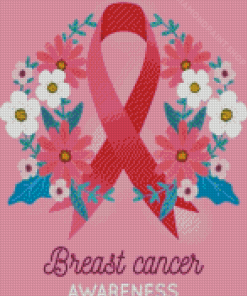 Breast Cancer Awareness Symbol With Crown Flowers Diamond Paintings