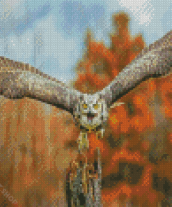 Flying Horned Owl Diamond Paintings