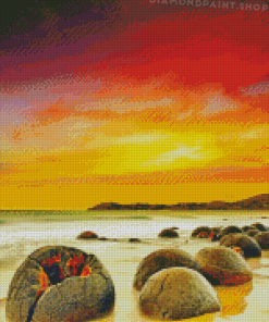 Moeraki Boulders New Zealand Diamond Paintings