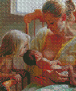 Mother Breast Feeding Baby Diamond Paintings