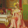 Vintage Lady Having Tea Diamond Paintings