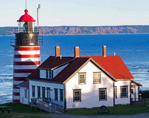 West Quoddy Head Lighthouse Poster Landscape Diamond Paintings