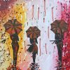 3 Women In Rain With Umbrellas Art Diamond Paintings