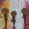 3 Women In Rain With Umbrellas Art Diamond Paintings