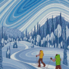 Abstract Nordic Skiing Diamond Paintings