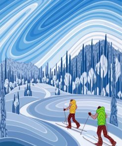 Abstract Nordic Skiing Diamond Paintings