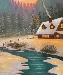 Amazing Snow Cabin Diamond Paintings