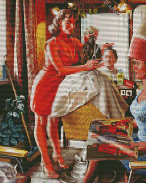 Antique Hair Salon Illustration Diamond Paintings